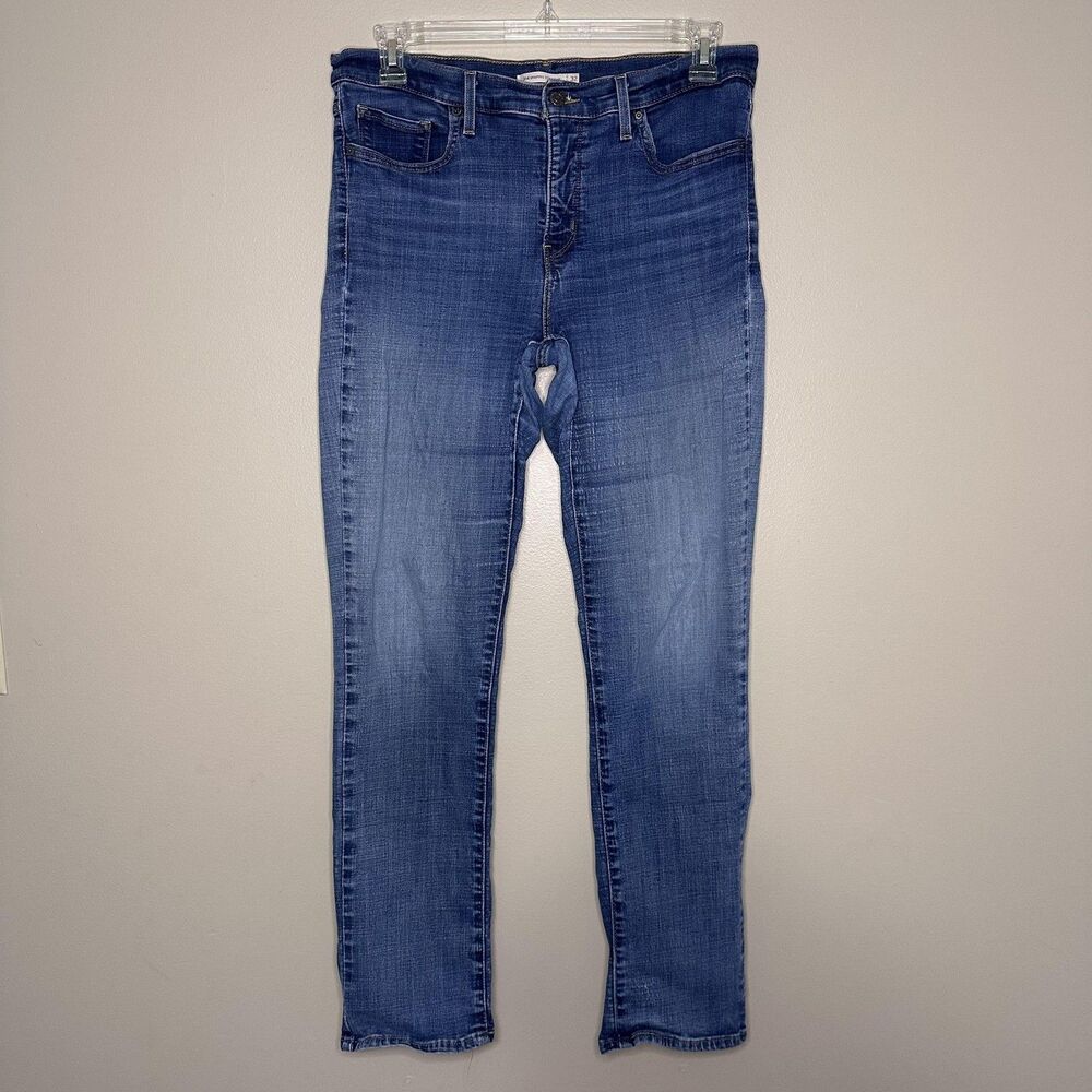 Levis 314 Shaping Straight Jeans Womens 14 Blue Denim Mid Rise Stretch 32x32